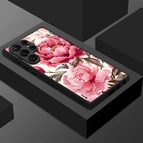Thin Ring Magnetic Phone Case For Samsung Galaxy S26 Ultra S25 FE S24 S23 S22 Plus S21 FE Flowers Leaves Print Hybrid TPU+PC Matte Cover Samsung S24