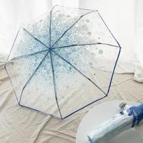 Cartoon Transparent Umbrella Folding Open and Close Umbrella Student Small Fresh Cute Thickening 65cm