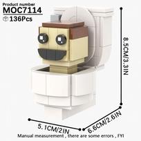 MOOXI Game MOC Bricks 136Pcs Skibidi Toilet BrickHeadzed Model Set Adults Figures Building Blocks Kids Toys For Children MOC7114