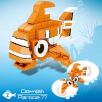Sea World Series Building Blocks Set Whale Lobster Clownfish Mini Marine Life Model Bricks Kids DIY Toy Creative Birthday Gifts orange