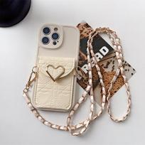Crossbody Wallet Card Holder Phone Case for IPhone 17 Air 14 13 12 11 Pro Max 16 15 Plus  Leather Protective Cover iPhone 13 Pro balta