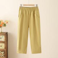 Mom's Elastic High-Waist Summer Capri Pants - Straight-Leg, Plus Size, Casual Wear for Middle-Aged & Elderly Women 2XL (for 90-110 kg)