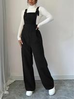 2025 Corduroy Women's Loose Straight-Leg Jumpsuit L vyno raudonos spalvos