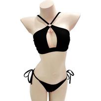 Sexy High Waisted Bikini Set Two Piece Swimsuit Halter Neck Push Up Tummy Control Women Embroidery Detail S