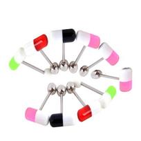 10Pcs Unisex Acrylic Pill Tongue Barbell Nipple Ring Stud Body Piercing Jewelry