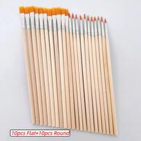 20/50/100 Pcs Wood Handle Painting Brushes Set Art Round Flat Hair Nylon Hair Paint Brush For Acrylic Watercolor