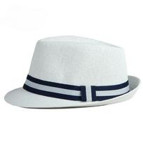 Summer Men's Jazz Hat British Retro Spy Hat Beach Casual Straw Woven Small Top Hat Female Stripe Belt Fedoras Hat Panama Cap balta