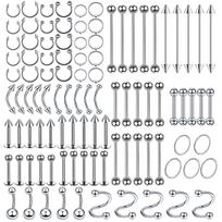 100PCS Fake Nose Rings Lot - Surgical Steel Septum Horseshoe Hoop, Painless Non-Piercing Nose Jewelry Set