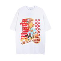 2023 Cross-border European and American trendy brand RHUDE juvenile letter arrow R label short-sleeved t-shirt men's and women's high street loose ha S
