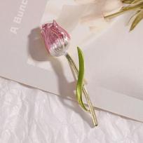 Tulip Corsage Pink Flower Brooches For Women And Men Party Suit Pin Flower Lapel Pins Wedding Jewelry