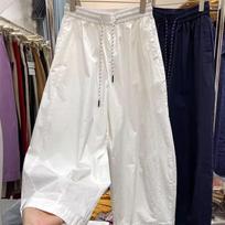 Women's Relaxed Waist Wide Leg Cargo Pants Loose Fit Quick Dry Polyester Jogger Trousers Japanese Casual Summer Long Pants S