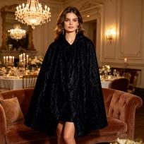 Women's Color Sequined Hooded Cape, Performance Stage Costume for Holiday Fancy Dress, 100cm One Size