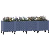 Garden Planter with Wheels Blue Grey 160 x 40 x 48 cm PP