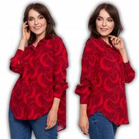 Women's Viscose Oversize Shirt with Elongated Back Loose MORAJ XXL/3XL PATT 2