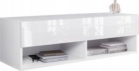 Modern 100 handleless TV cabinet, glossy white, standing/hanging with LED