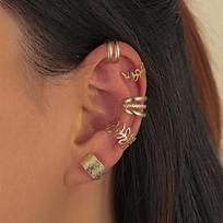 Women Ear Cuff Set Punk Personality Clip Earrings Gold Non-Piercing Ear Clips Fake Cartilage Earrings