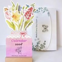 Card Insert Mini Desk Calendar Paper Craft Standing Desk Calendar Vase-Like Calendar  Home Style 6