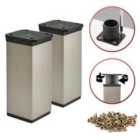 2 x Basic furniture legs | Cross-section 40x40 mm | H - 150 mm | Color: Inox + Screws included