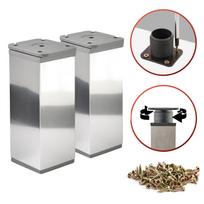 x Basic furniture legs | Cross-section 40x40 mm | H - 100 mm | Color: Electropolished + Screws included
