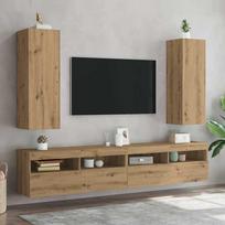 Szafki Pod Telewizor, 2 Szt., Dąb Artisan, 30,5X30X90 Cm