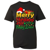 Merry Christmas And Happy Winter T-Shirt Santa Claus Reindeer Xmas Kids Tee XXL