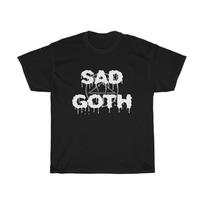 Sad Goth Grunge Pentagram Halloween Unisex Black Heavy Cotton Tee M