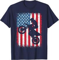 Motocross American Flag Shirt Patriotic Dirt Bike Freedom Tee Unisex T-Shirt XXL