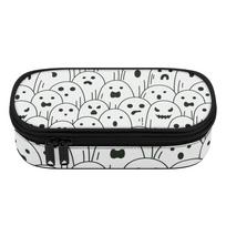 School Pencil Case 300D Polyester Printed Zip Around Closure with Mesh Pocket Removable Divider and Pen Slots for Students One Size