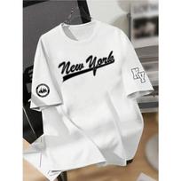 New York Directional Launch Men's Trendy New Summer Fashion Casual Round Neck Short Sleeve T-Shirt L gray