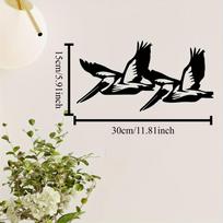 1pc Flying Pelican Iron Wall Art Rust Resistant Metal Bird Statue Garden Patio Fence Decor Gift S/30cm/12inch