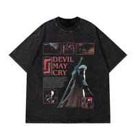 Devil May Cry 3: Dante's Awakening Vintage-Wash Graphic T-Shirt: Double-Sided Design Featuring Dante Character Art & Game Title S black
