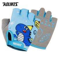 AOLIKES Outdoor Sports Cycling Half Finger Gloves For Boys Girls, Antislip Breathable Thin Spring Summer Gloves, Bicycle Riding XS