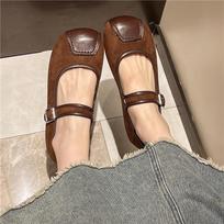 Moterų plokščiapadžiai batai Gyvūno rašto Naujos mados Laisvalaikio suknelės Sagtis Dizainerio Kvadratinė nosis Moteriški batai Retro Suede Mary Jane 35