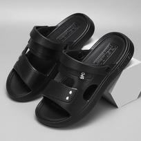 Soft Thick Soled Casual Slippers Anti Odor Leather Slides Sandals Men Beachwear Anti Slip Ankle Buckles Slippers Home 39-40