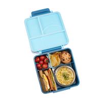 Lunch Box Cute Microwavable Stainless Steel Bowl Silicone Multi Compartment Lunch Container for Kids Adults Blue