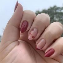 24x Lip Print Full Cover False Nail French Tip Acrylic Nail Valentines Day Press On Nail Medium Almond Stick on Nail 1