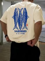 A 100 Cotton Mens Tshirt Printed with Japanese Sardine Patterns  Made of Pure Cotton  Is Suitable for Casual Summer Outfits S