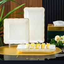 SIFAR Ceramic Gold Rim Square Plate