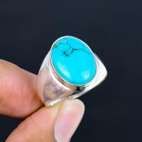 Turkio akmens žiedas vyrams ir moterims 925 sidabru dengtas geometrinis žiedas Vintažinis Boho stiliaus piršto papuošalas Dovana jam/jai 6