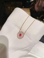 Gold-Plated Silver Pendant and Ruby Earrings with Natural Mother-of-Pearl, Vintage Antique Style for Women