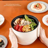 Electric Hot Green 1.8L 600W Cooking Pot with Steam 2 Adjustable Level Anti Stick Multifunctional Cooker for Soup Noodle US