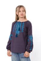 Girls' Long Sleeve Embroidered Ukrainian Vyshyvanka Shirt Any season 6480-070-22-1 HC 140 tamsiai pilka spalva
