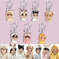 7pcs Kpop ENHYPEN Kawaii Keychain Anime Chibi Figure Charm Cute Puppy Cat Duck Acrylic Keyring Star Buckle Bag Pendant Jewelry Accessories