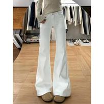 Women's Low Rise Flare Jeans Loose Straight Leg White Denim Pants Vintage American Casual Floor Length Trousers S