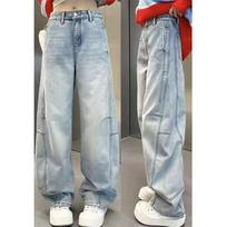 Women's High Waist Wide Leg Jeans Loose Urban Barrel Pants Winter Vintage Washed Plus Size Non-stretch Denim Trousers S