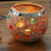 1Pc Handmade Mosaic Glass Tea Candle Holder And Vase - Tabletop Decoration, Suitable For Aromatherapy, Party Decoration, Pen Holder Or Flower Pot 1Pc