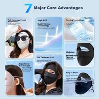 Sun Protection Face Mask Mosquito-Proof Face Cover, Full-Face Ice Silk Mask, UV Protection, Breathable Thin Outdoor Cycling Mask for Summer