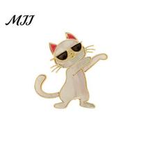 Playful Cat Jewelry Brooch Pin with Thickened Safety Buckle Pin, Dancing Kitten Shape Lapel Scarf Rhinestone Bow, Metal Frame Badge for Clothes A