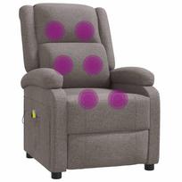 Recliner Chair with Massage Function Taupe Fabric