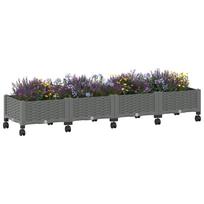 Garden Planter with Wheels Light Gray 160 x 40 x 33 cm PP